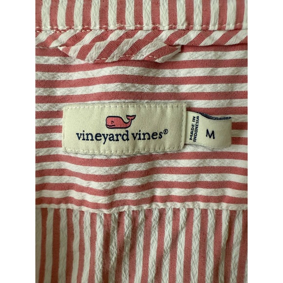 Vineyard Vines Red Striped Tunic Shirt Women's Split Neck 3/4 Sleeve Size Medium - Picture 8 of 9